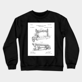 Sewing Machine Patent - Seamstress Craft Sewing Room Art - White Crewneck Sweatshirt